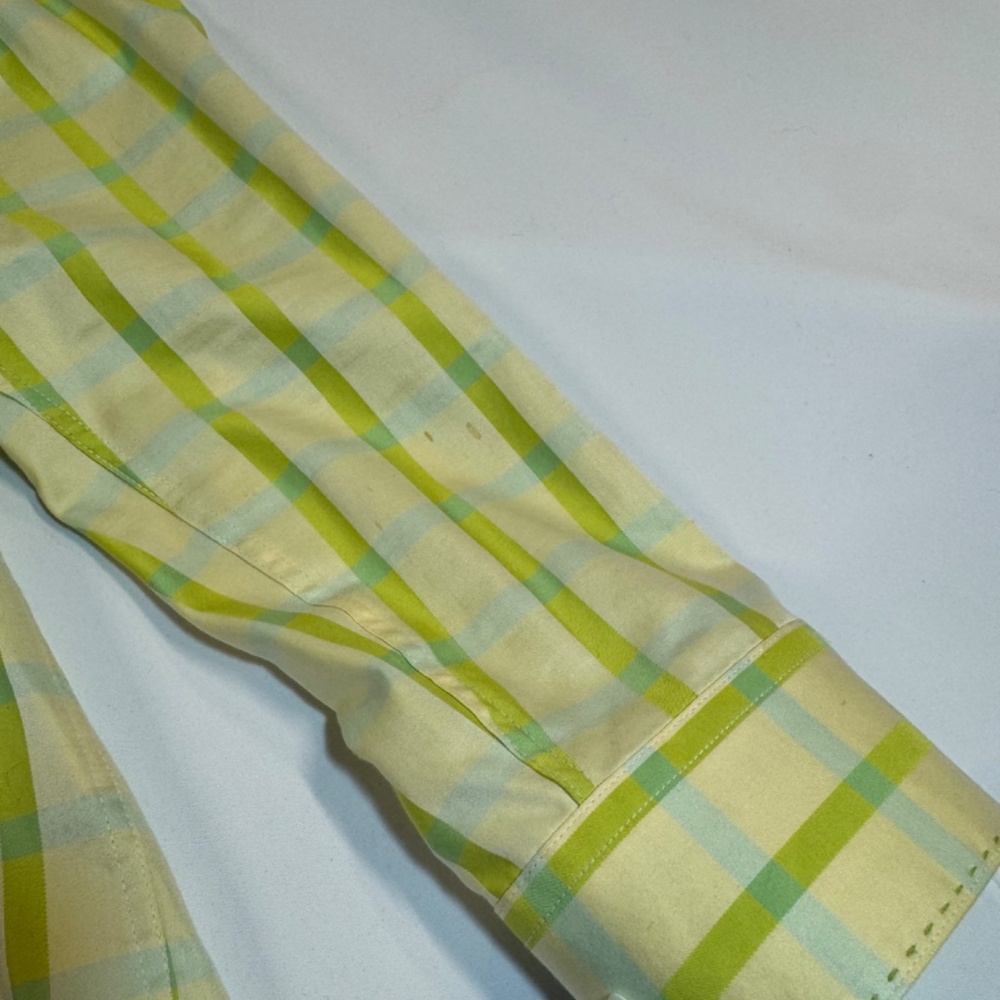 Bugatchi Button Down Yellow/Green Plaid Shirt - image 2